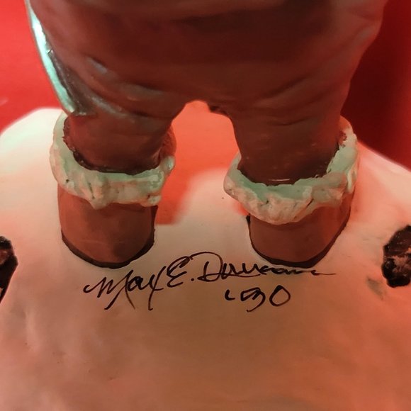 Vintage Max E Duncan Musical Santa Claus Figurine Signed - Picture 10 of 12